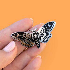 Midnight Moon Moth Spooky Enamel Pin