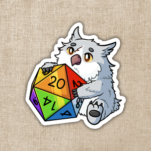 Owlbear with Rainbow D20 Sticker