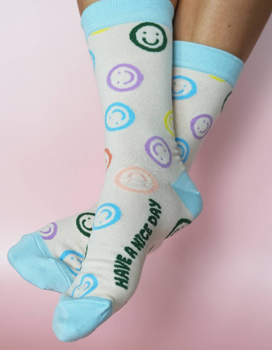 Smiley 100% Cotton Women's Crew Socks