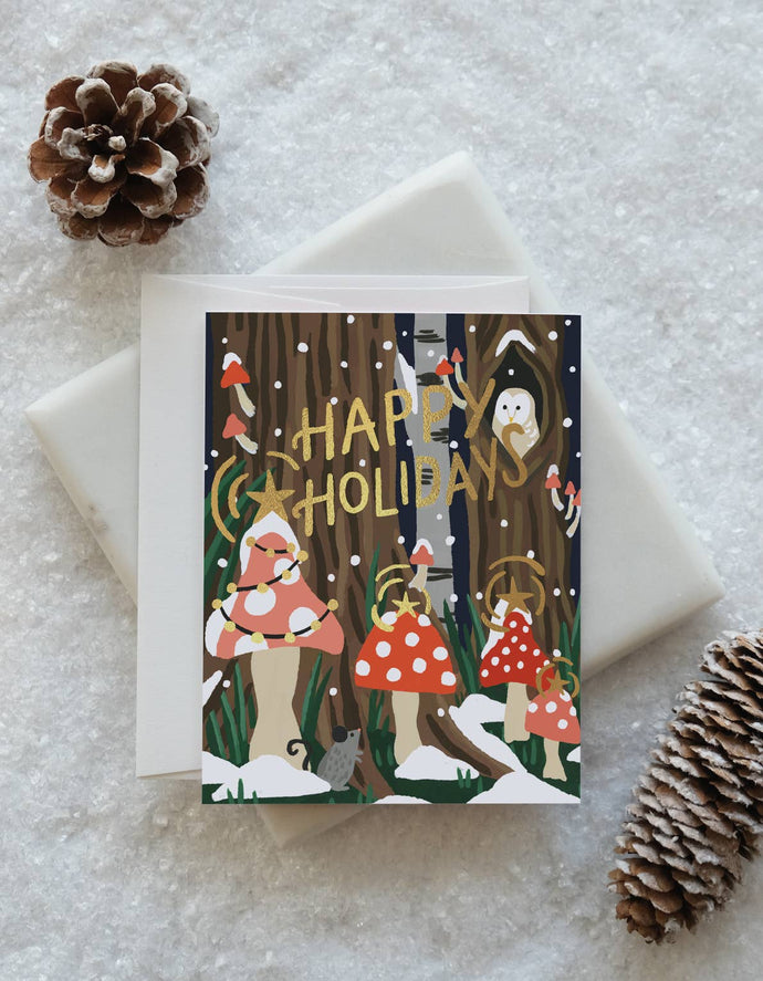 Mushroom Forest Holiday Card - Boxed Set of 8