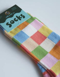 Rainbow Check 100% Cotton Women's Crew Socks