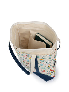 Books & Blooms Zippered Tote