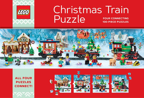 Lego Christmas Train Puzzle: Four Connecting 100 Piece Puzzles