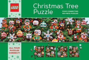 Lego Christmas Tree Puzzle-Four Connecting 100 Piece Puzzles