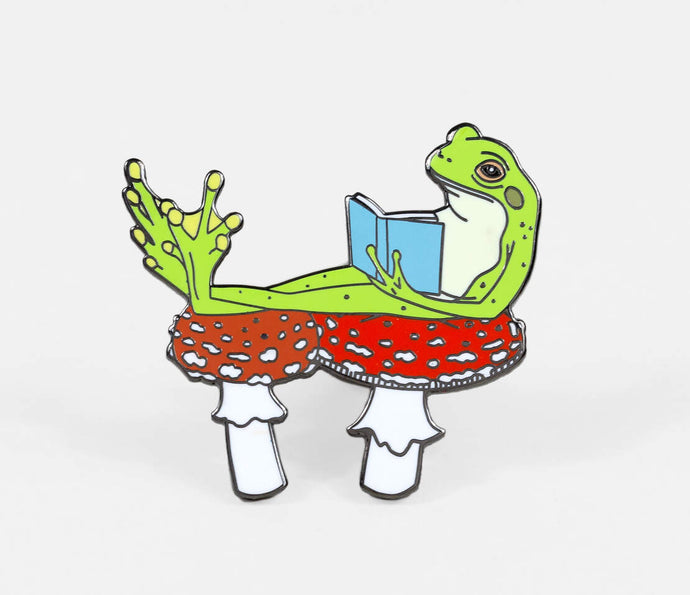 Frog Reader Enamel Pin