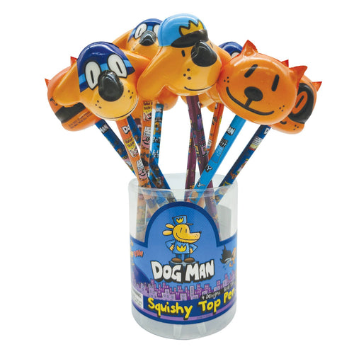 DOG MAN SQUISHY TOP PEN  12/TUB