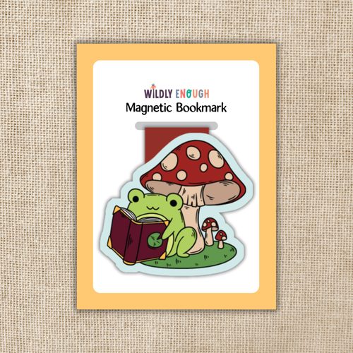 Frog Reading Under Toadstool Magnetic Bookmark